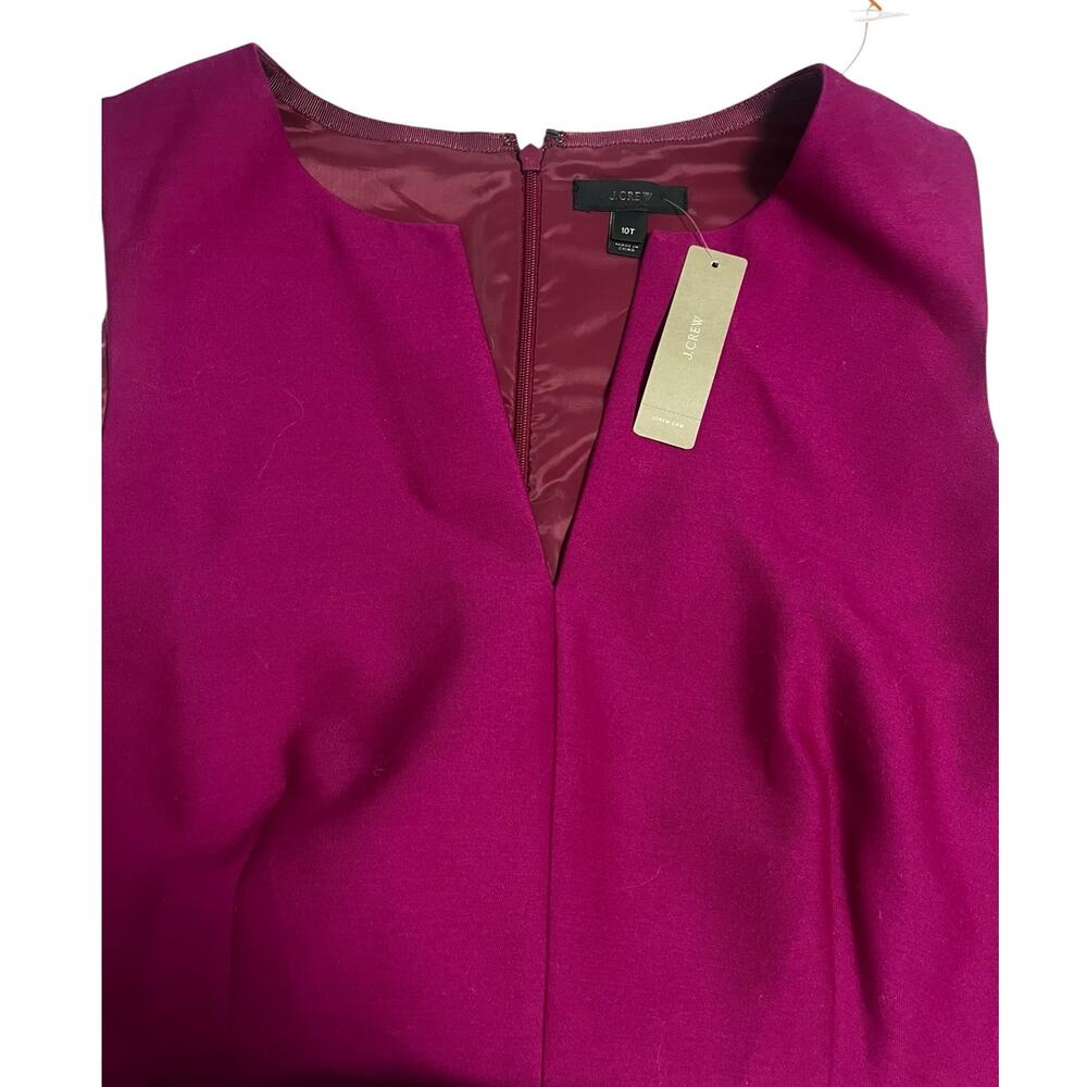 J Crew Split-Neck Wool-Silk Suit Sheath Dress *Pockets* 10T 10 Tall Berry 07470 - Picture 3 of 10